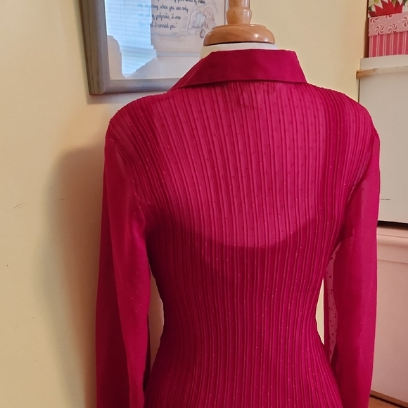 Pretty Career Chiffon Blouse and Cami Set in Cranberry Red - Picture 7 of 10